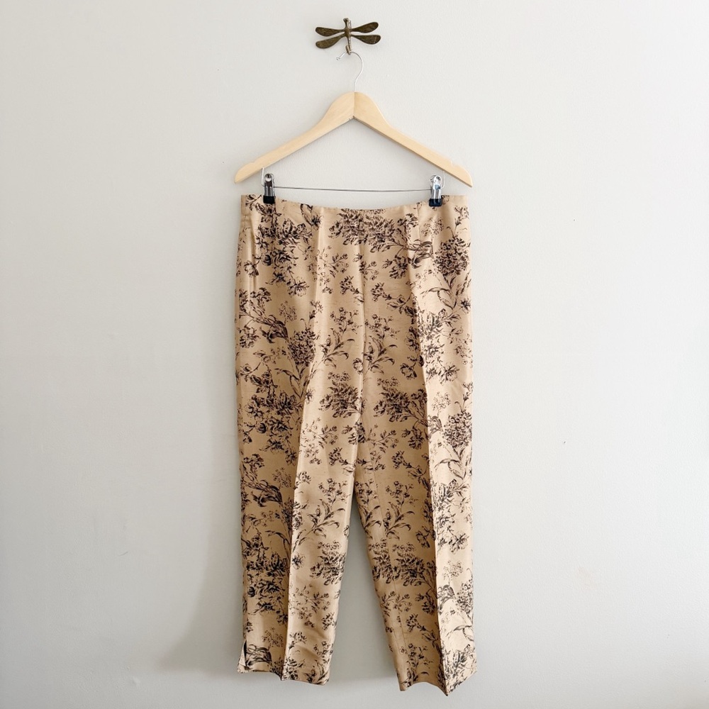 100% Silk Toile Floral Trousers